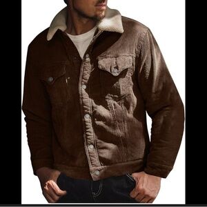 Men's Brown Corduroy Jacket with Sherpa Collar
